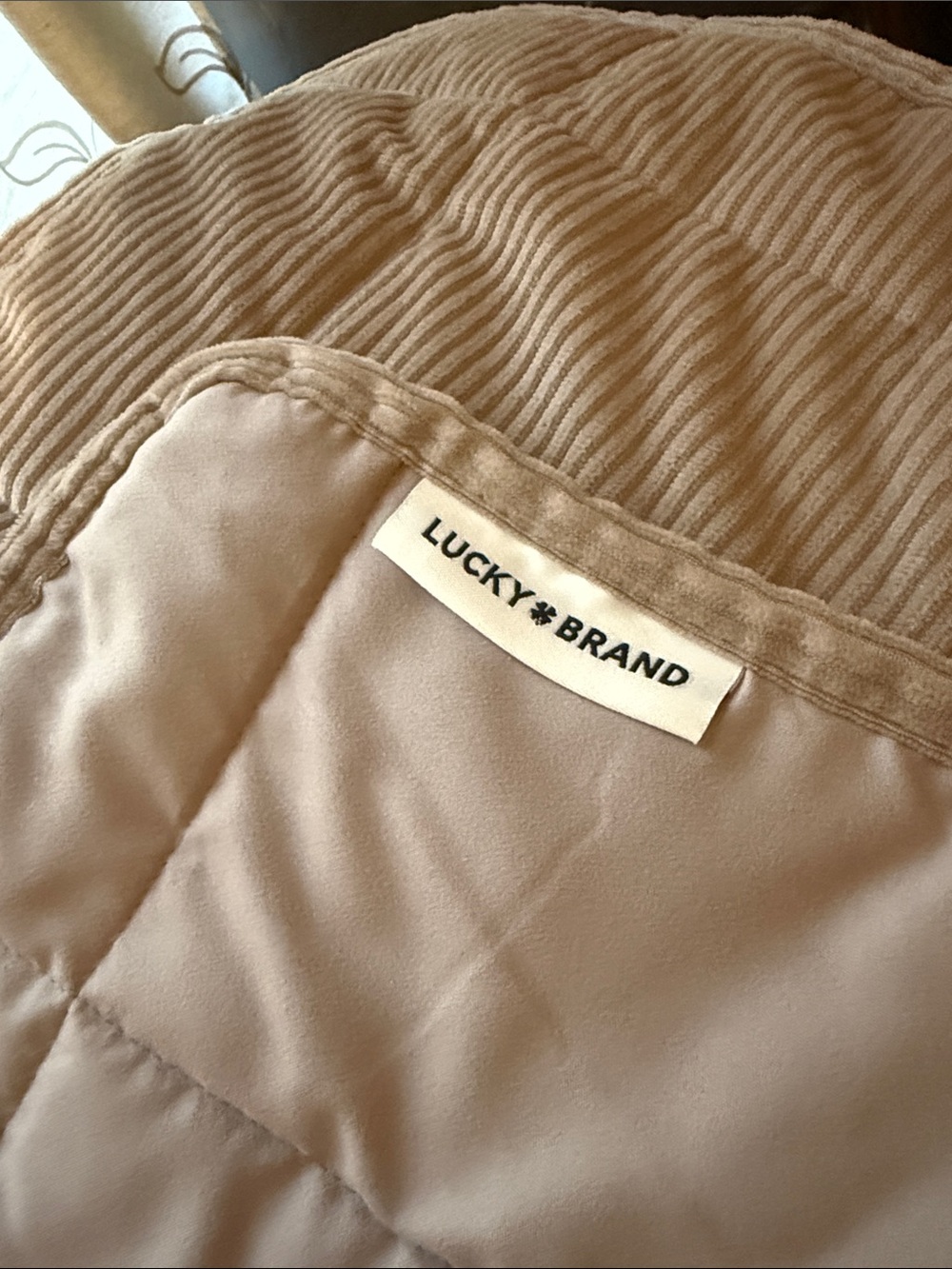 Lucky Brand Neutral Taupe Quilted Comforter and Pillow Shams.
